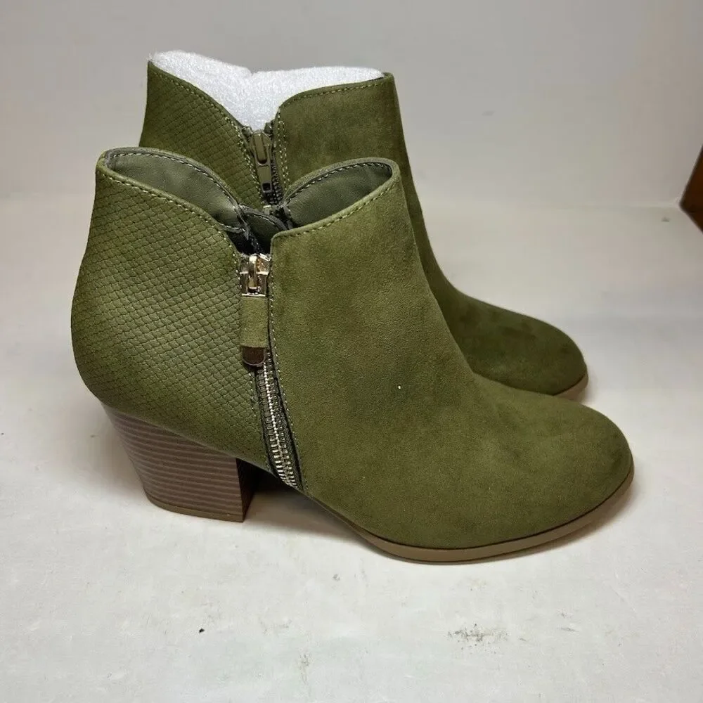 Style & Co. Womens 7.5 M Olive Green Masrinaa Ankle Booties NIB QK5